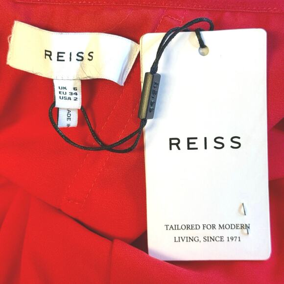 Reiss Roya Accordion Pleated Midi Dress in Red Size 2 - Picture 12 of 12